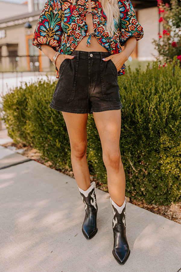 The Cora High Waist Shorts in Black