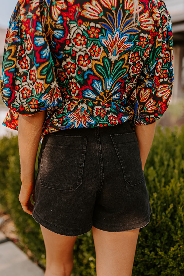 The Cora High Waist Shorts in Black