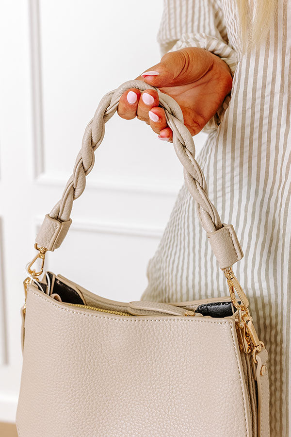 Allure Avenue Faux Leather Purse In Oatmeal