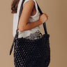 Chic Feeling Faux Leather Woven Tote In Black Image - 1