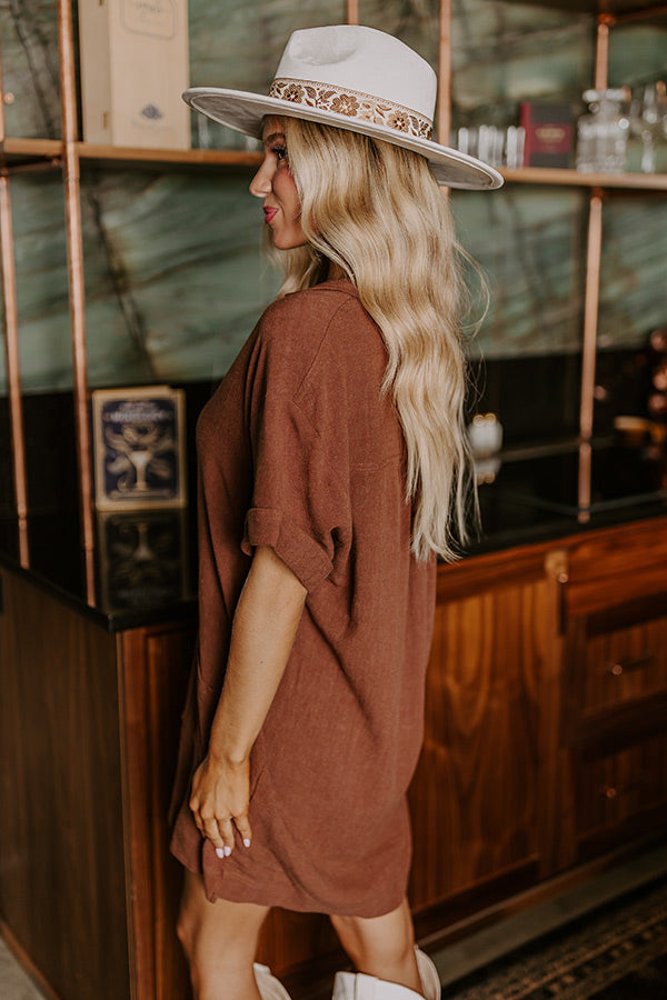 St. Lucia Bound Linen-Blend Mini Dress in Chocolate