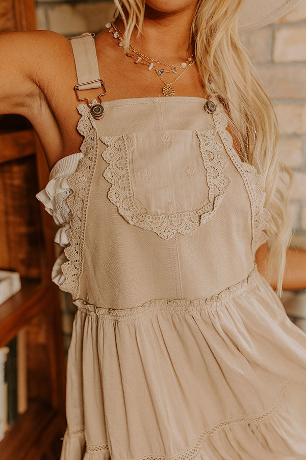 Cottage Charm Embroidered Midi in Taupe