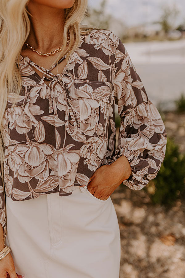 Courtyard Dreaming Floral Top in Espresso