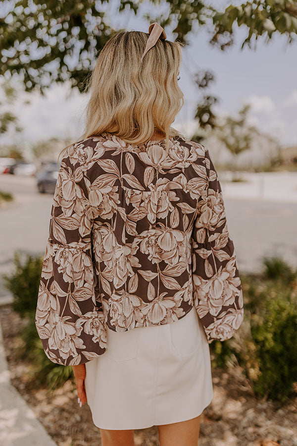 Courtyard Dreaming Floral Top in Espresso