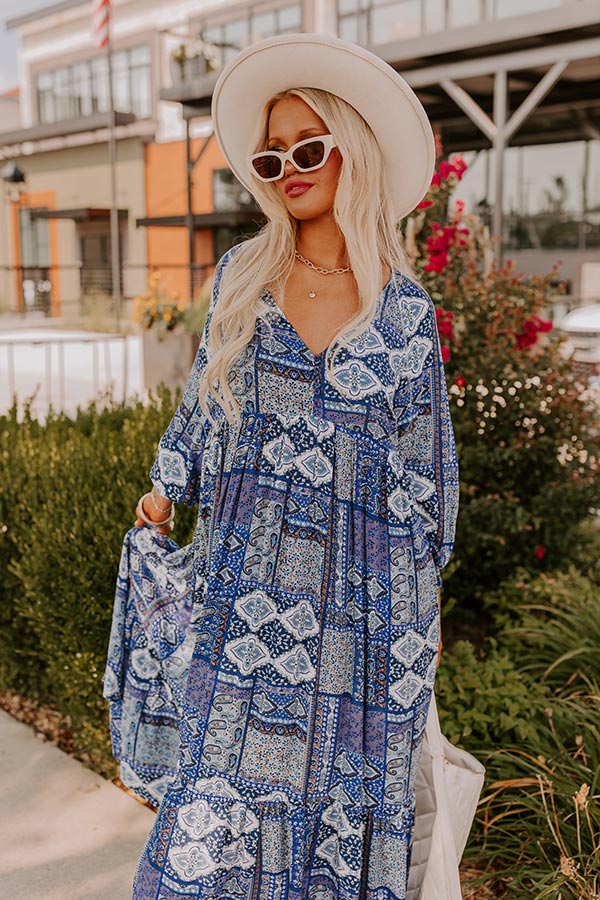 Orchard Oasis Paisley Maxi Dress in Blue