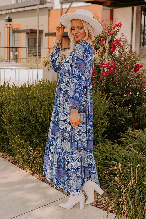 Orchard Oasis Paisley Maxi Dress in Blue