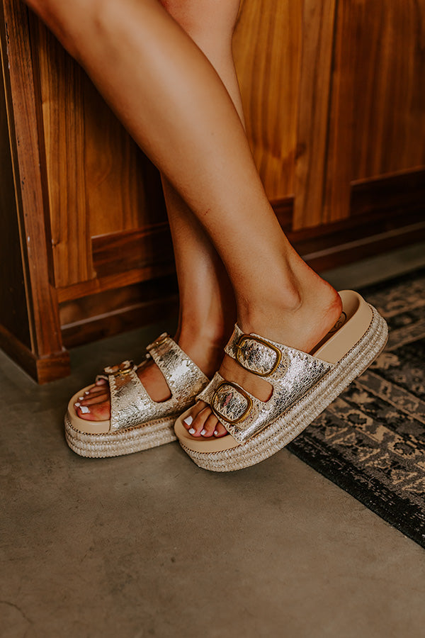 The Livy Metallic Platform Sandal in Gold