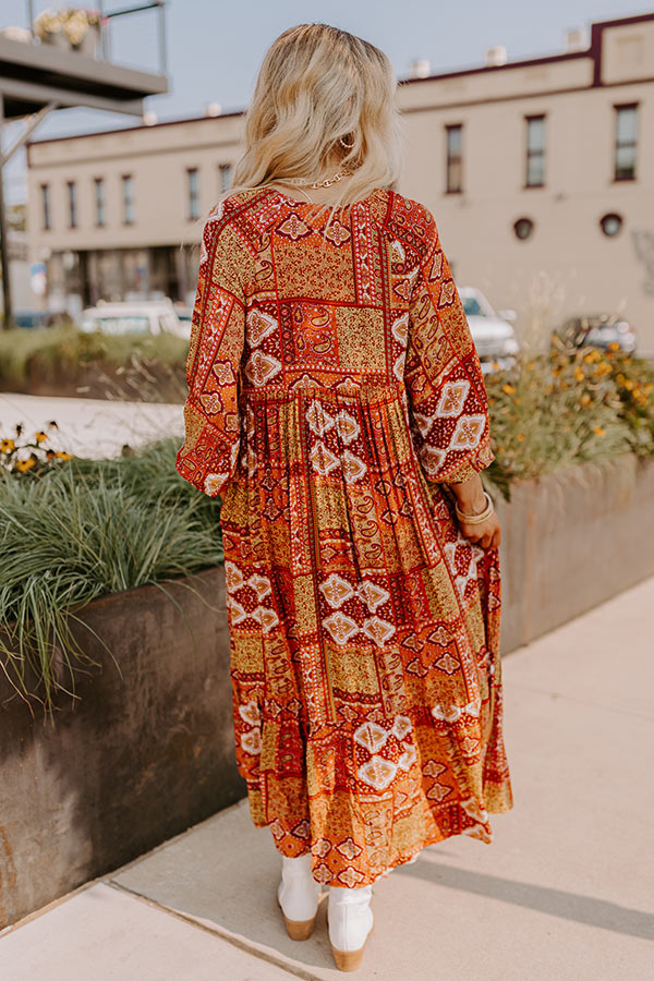 Orchard Oasis Paisley Maxi Dress in Wine