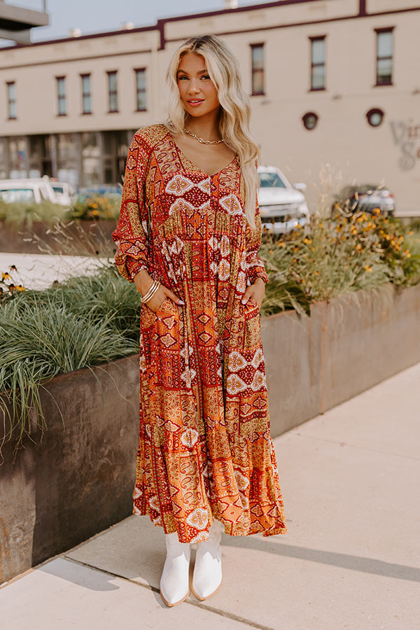 Orchard Oasis Paisley Maxi Dress in Wine