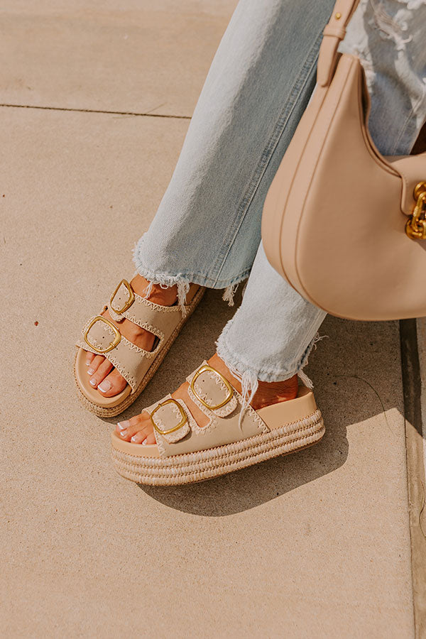 The Livy Faux Nubuck Platform Sandal in Taupe