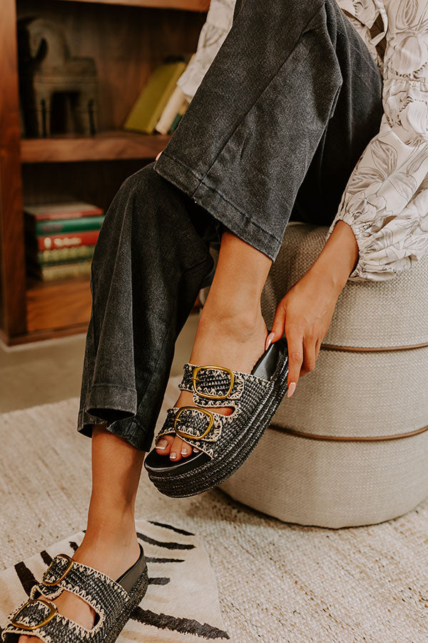 The Livy Woven Platform Sandal in Black