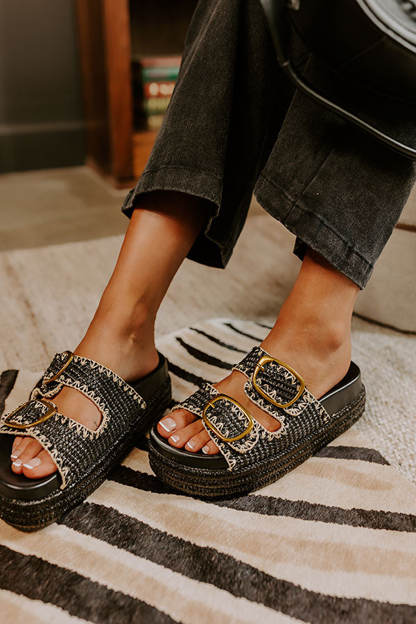 The Livy Woven Platform Sandal in Black