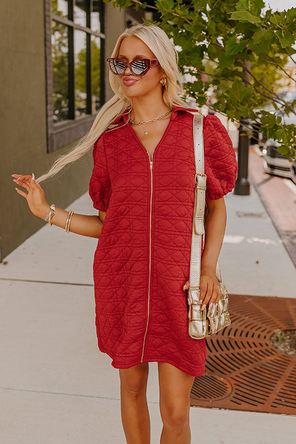 crimson red mini dress Stylish Setting Faux Leather Mini Dress in Crimson