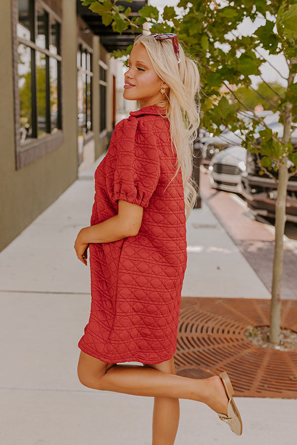 Chic Lifestyle Quilted Mini Dress in Crimson