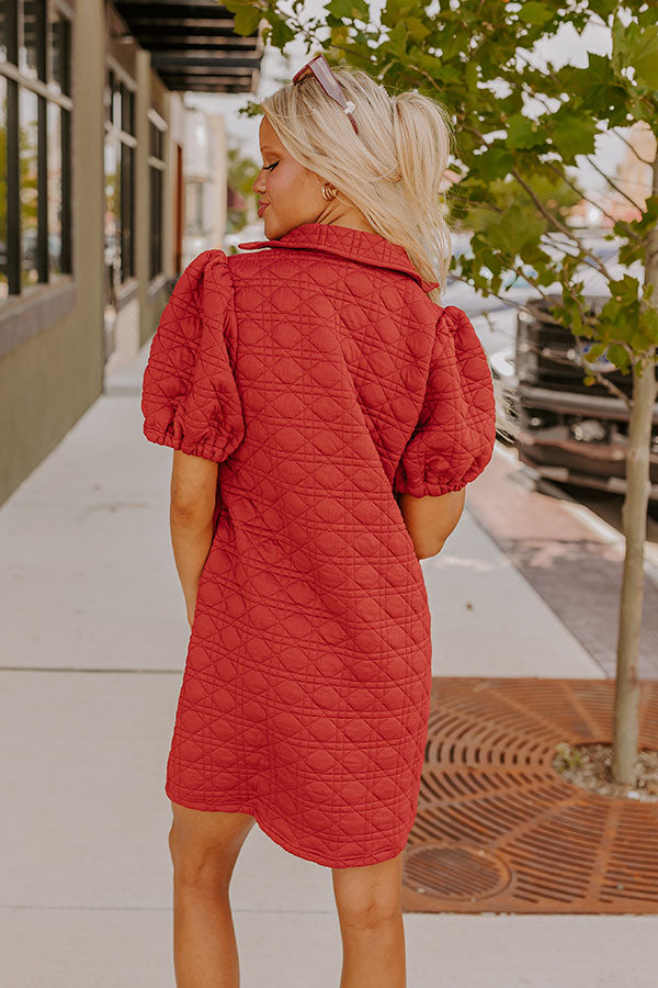 Chic Lifestyle Quilted Mini Dress in Crimson