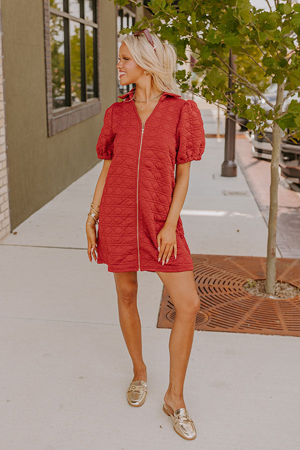 Chic Lifestyle Quilted Mini Dress in Crimson