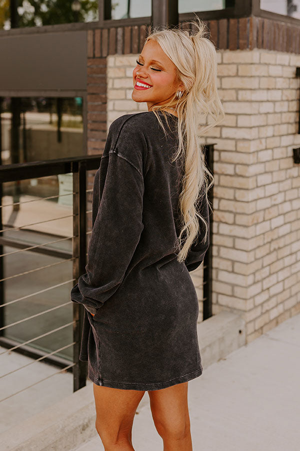 Cozy Classic Sweatshirt Mini Dress in Vintage Black