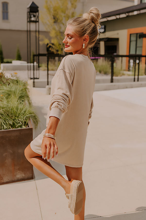 Cozy Classic Sweatshirt Mini Dress in Oatmeal