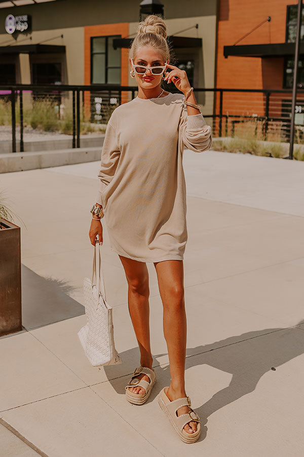 Cozy Classic Sweatshirt Mini Dress in Oatmeal