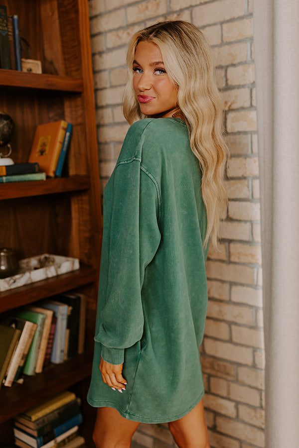 Cozy Classic Sweatshirt Mini Dress in Hunter Green Cozy Classic Sweatshirt Mini Dress in Hunter Green
