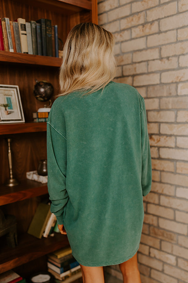 Cozy Classic Sweatshirt Mini Dress in Hunter Green