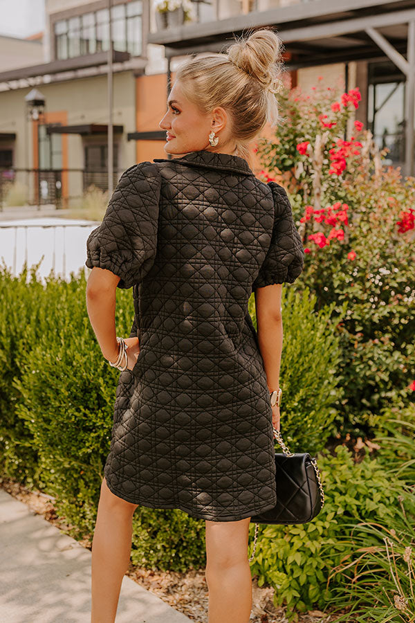 Chic Lifestyle Quilted Mini Dress in Black