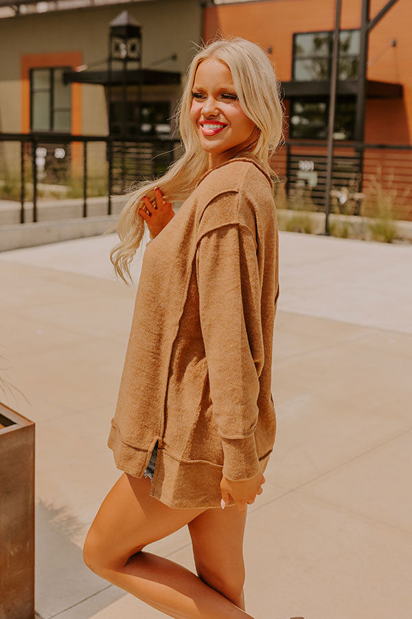 Cue The Cozy Oversized Sweater in Dark Camel