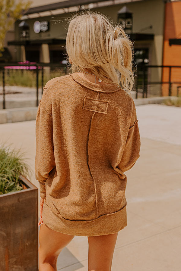 Cue The Cozy Oversized Sweater in Dark Camel