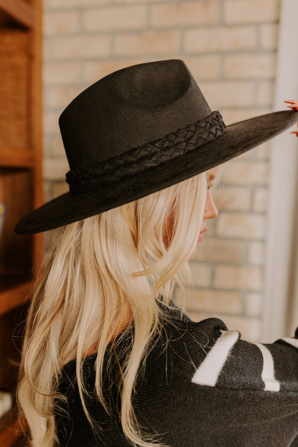 Fall Dreams Faux Suede Fedora in Black