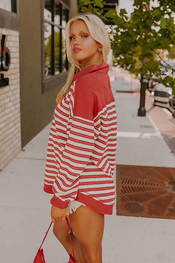 Sweet Treat Stripe Sweatshirt in Red