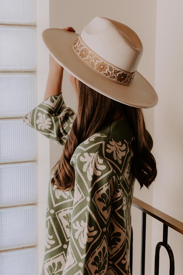 Posh Moment Faux Suede Fedora in Ivory