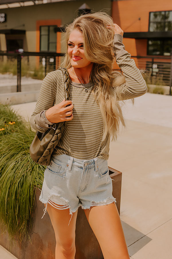 Cue The Chic Stripe Top in Sage