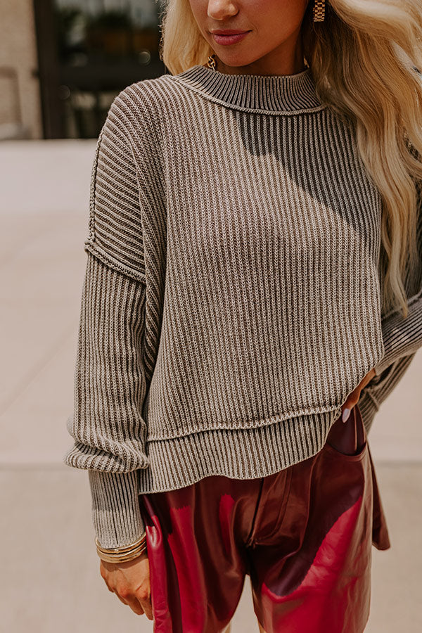 Vermont Bound Vintage Wash Oversized Sweater in Taupe