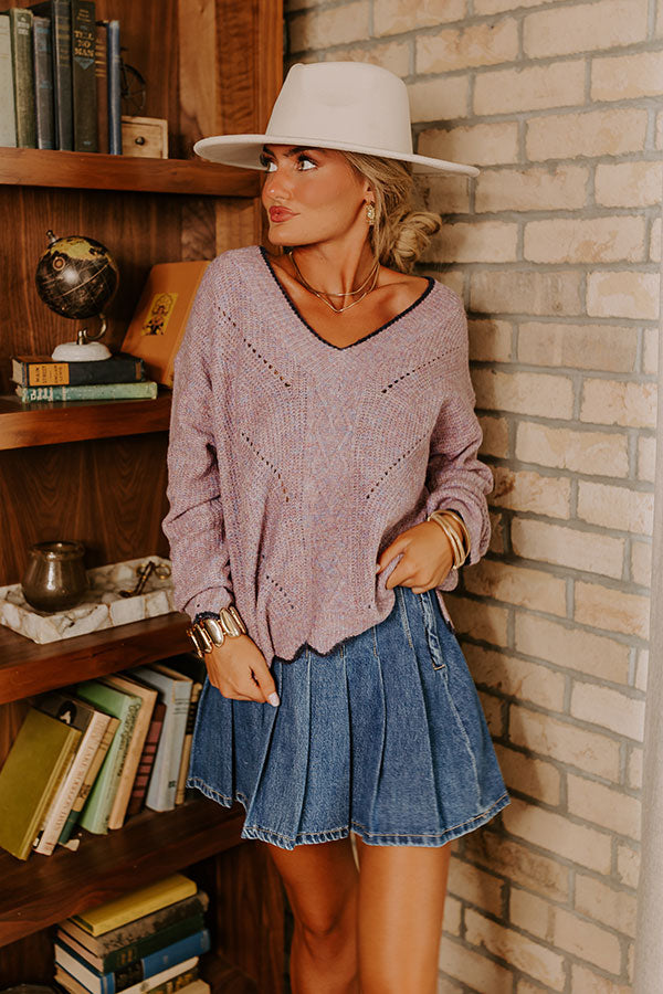 Falling For Cozy Knit Sweater in Dusty Purple