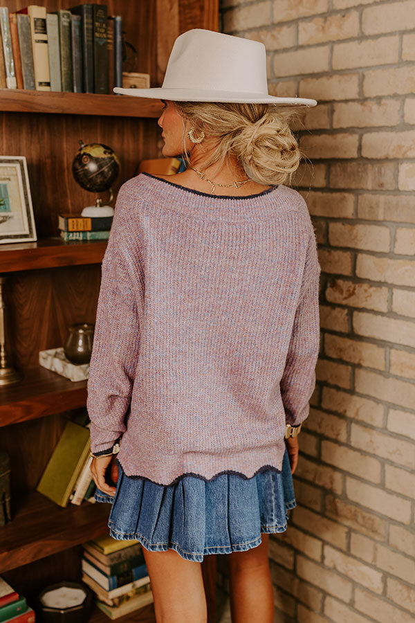 Falling For Cozy Knit Sweater in Dusty Purple