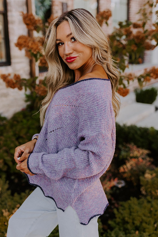 Falling For Cozy Knit Sweater in Dusty Purple