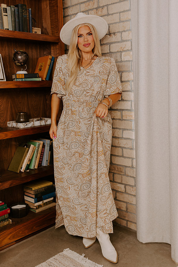 boho paisley maxi dress Paisley Boho Maxi Dress Neutral - Multicolor