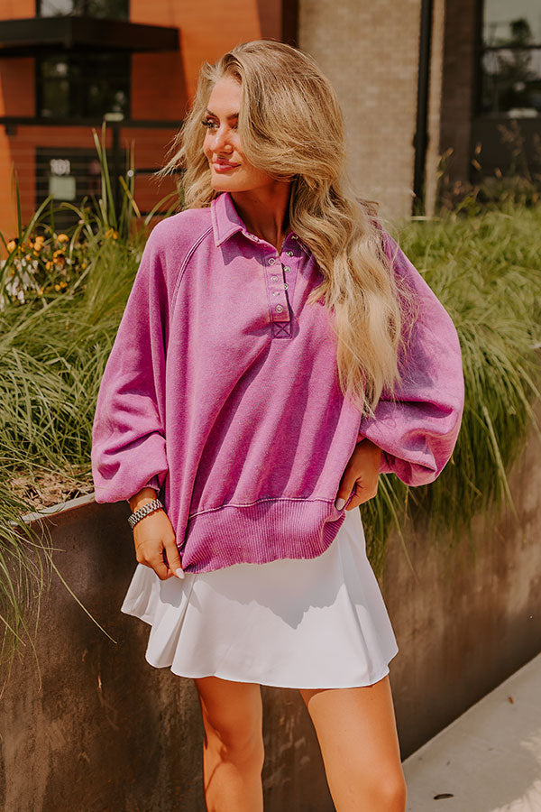 Simply Cozy Vintage Wash Sweatshirt in Orchid