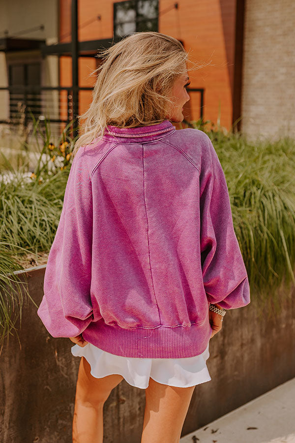 Simply Cozy Vintage Wash Sweatshirt in Orchid