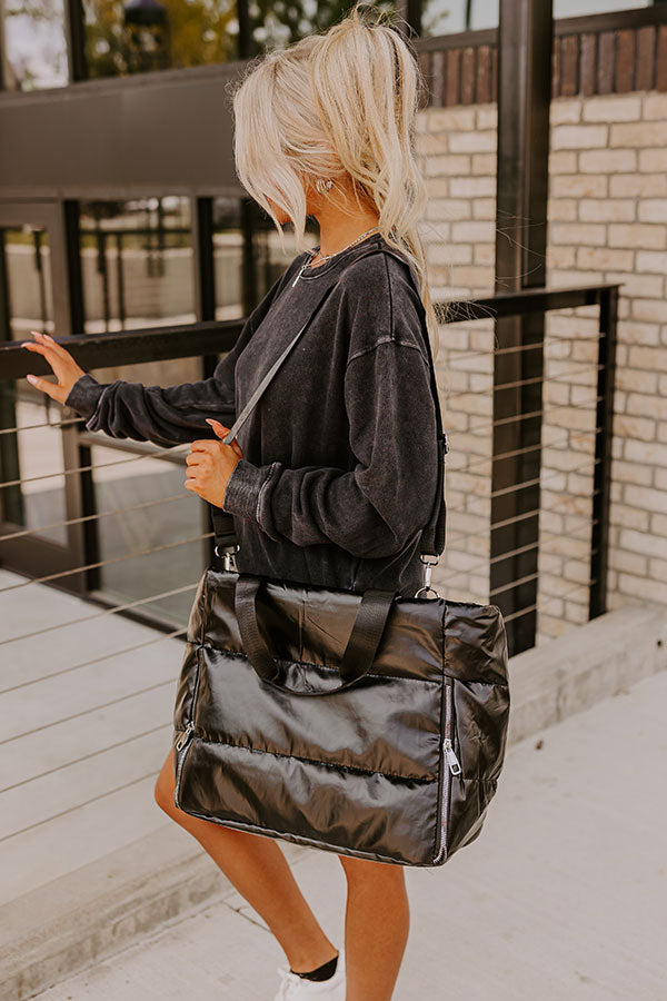 Weekend Getaway Puffer Tote in Black