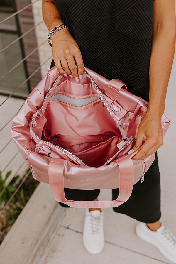 Weekend Getaway Puffer Tote in Pink