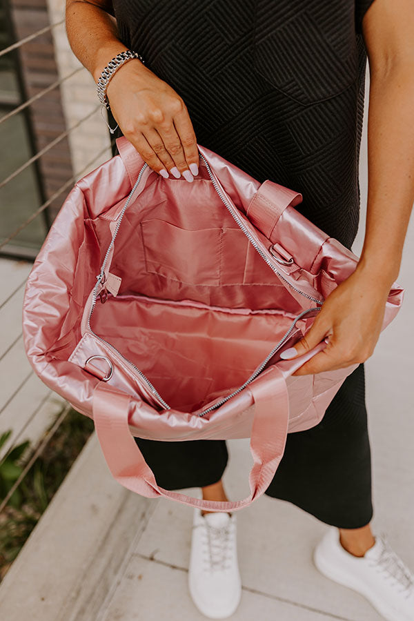 Weekend Getaway Puffer Tote in Pink