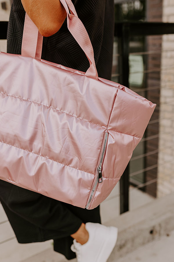 Weekend Getaway Puffer Tote in Pink