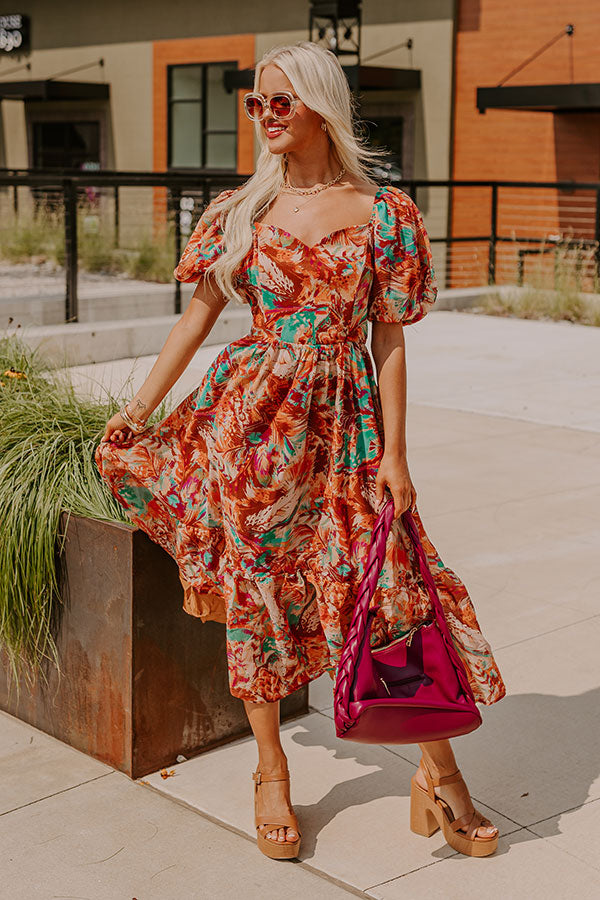 express red floral dress Feeling Posh Floral Midi