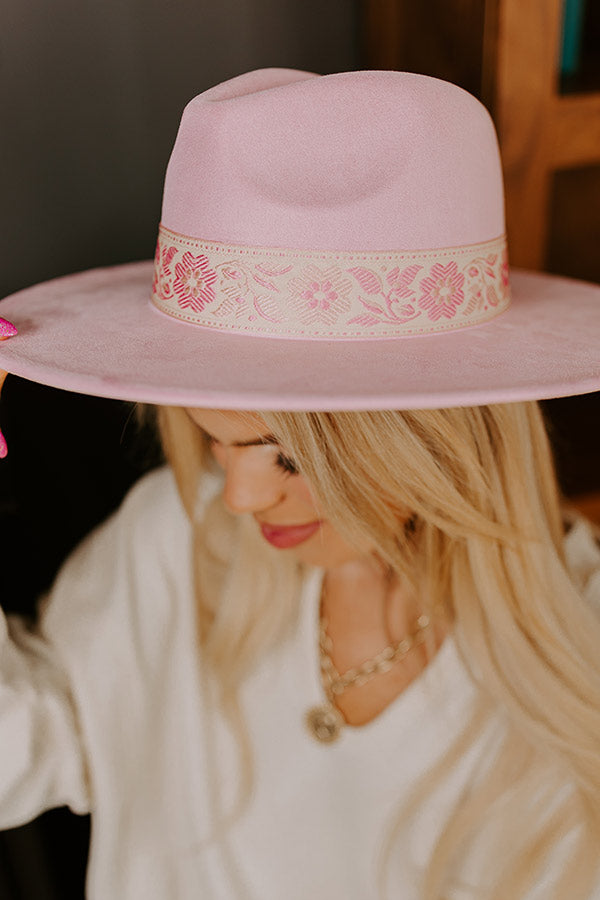 Posh Moment Faux Suede Fedora in Pink