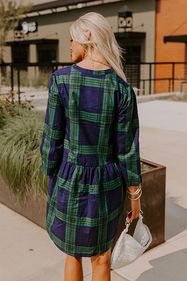 Chic Harvest Plaid Mini Dress in Green M / Green Chic Harvest Plaid Mini Dress in Green M / Green