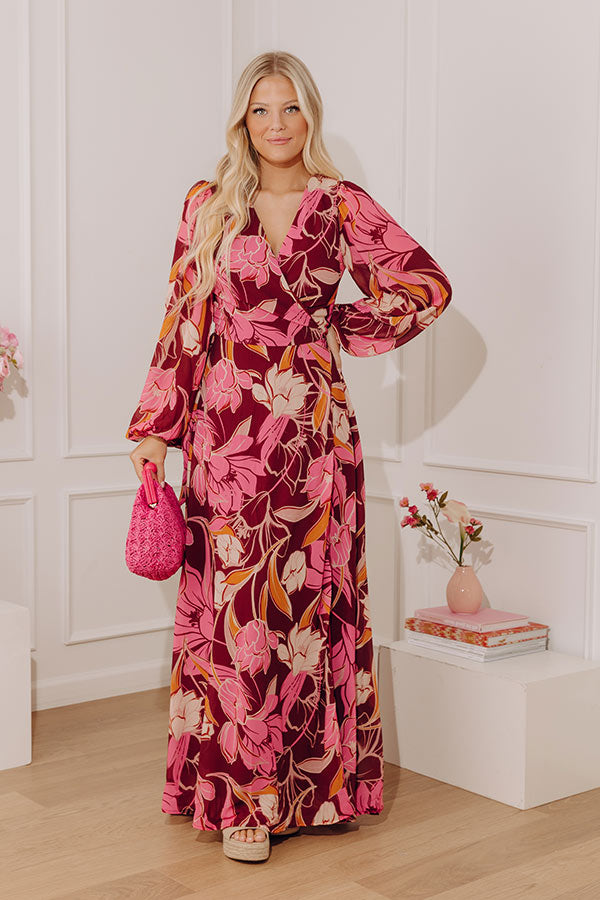 Vineyard Chic Wrap Maxi Dress L / merlot
