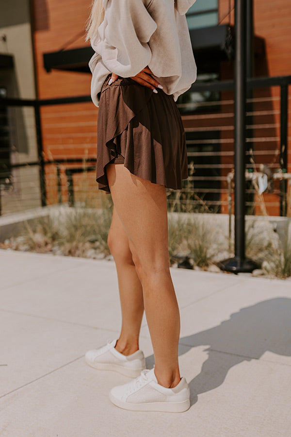 Girl On The Go High Waist Skort in Chestnut