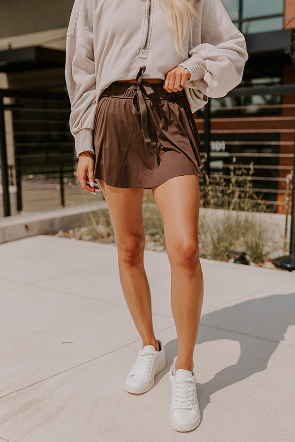 Girl On The Go High Waist Skort in Chestnut