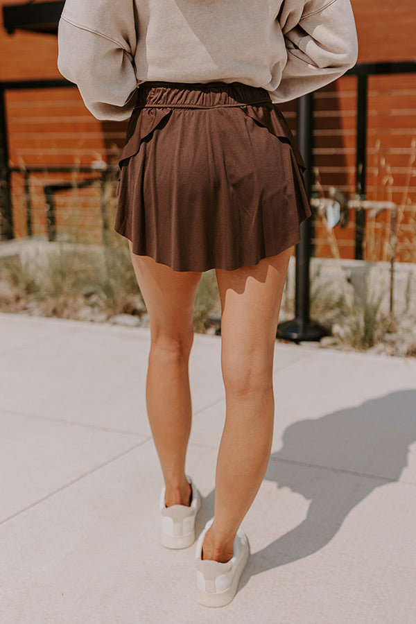 Girl On The Go High Waist Skort in Chestnut